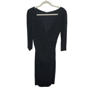 David Meister Vintage Made‎ in USA Black Dress Size 8 Sheath Ruched Cocktail